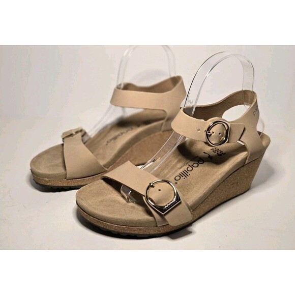 Birkenstock Papillio Soley Sandstone Suede Sandal Platform Wedge Sz EU 39 US 9 - Picture 2 of 10